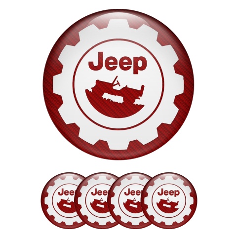 Jeep Wheel Emblems for Center Caps Red Carbon White