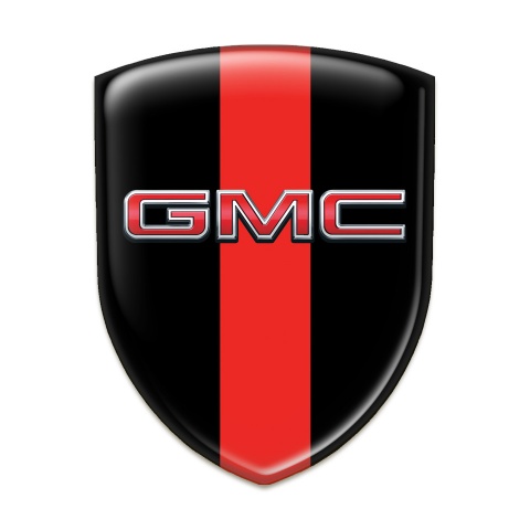 GMC Car Accessories Badge Black with Red Band and 3D Logo 