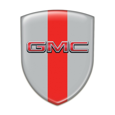 GMC Self Adhesive Car logo Emblem Grey with Red band and 3D Logo 