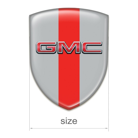 GMC Self Adhesive Car logo Emblem Grey with Red band and 3D Logo 