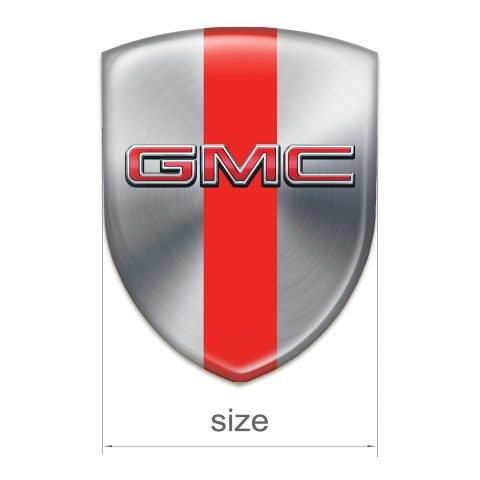 GMC Car Interior Badge Silver wiith Red Band and 3D Logo 