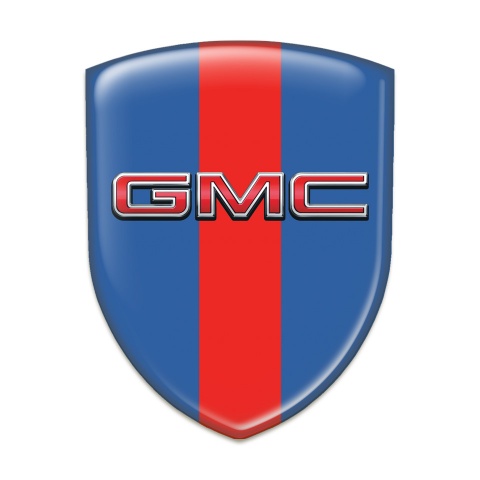 GMC Silicone Car Decal Badge Blue with Red Band and 3D Logo 