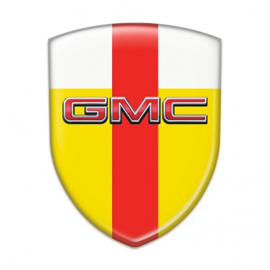 GMC Self Adhesive Emblem Logo YellowWhite with Red Band and 3D Logo 