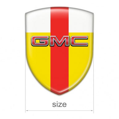 GMC Self Adhesive Emblem Logo YellowWhite with Red Band and 3D Logo 