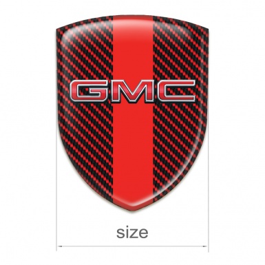 GMC Self Adhesive Car logo Emblem Red Carbon with Red Band and 3D Logo