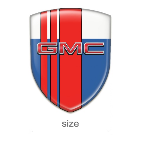 GMC Resin Sticker Blue White with Red Tapes Decoration 