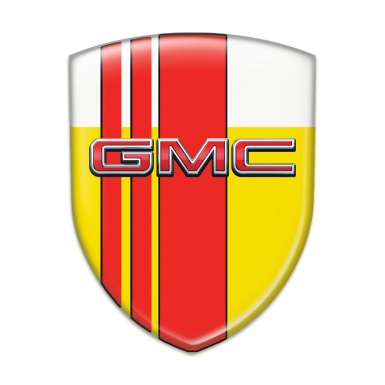 GMC 3D Gel Emblem Yellow White with Red Tapes Decoration 