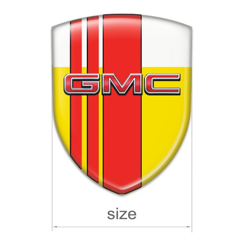 GMC 3D Gel Emblem Yellow White with Red Tapes Decoration 
