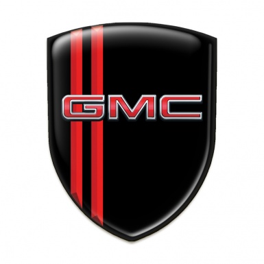 GMC Car Accessories Badge Black with Red Stripes Style 
