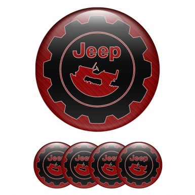 Jeep Wheel Center Cap Emblems Red Carbon Edition