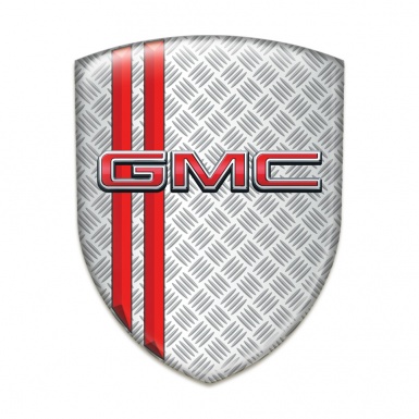 GMC 3D Gel Emblem Grid Effect with Red Stripes Style 