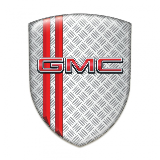GMC 3D Gel Emblem Grid Effect with Red Stripes Style 