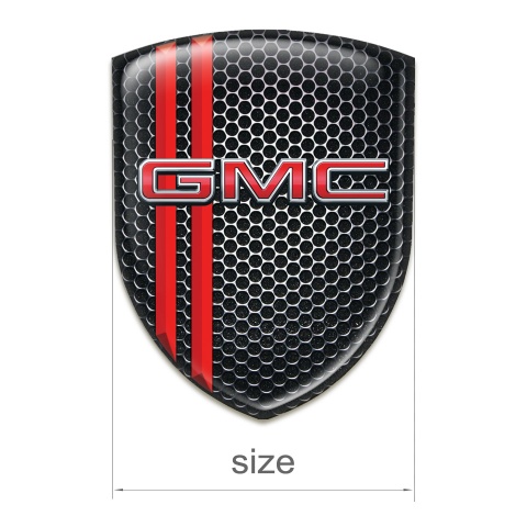 GMC Self Adhesive Car logo Emblem Perforated Steel with Red Stripes Style 