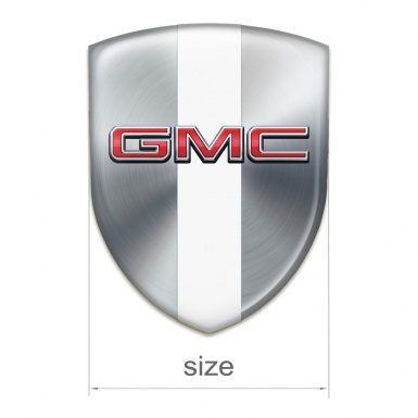 GMC Silicone Car Decal Badge Silver with White Tape Edition 