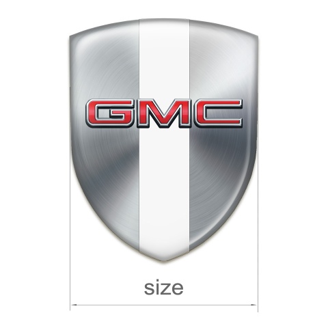 GMC Silicone Car Decal Badge Silver with White Tape Edition 