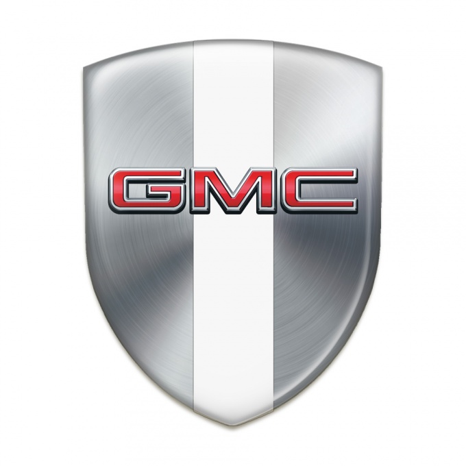 GMC Silicone Car Decal Badge Silver with White Tape Edition 