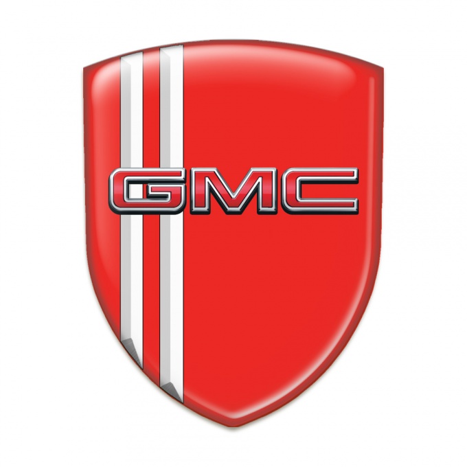GMC Self Adhesive Emblem Logo Red Design with White Lines 