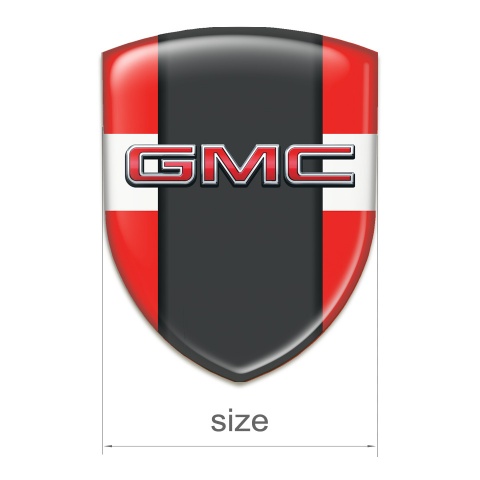 GMC Emblem Badge Logo red with White Band and Graphite Panel 