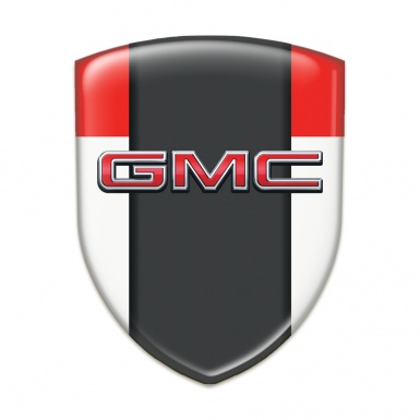 GMC 3D Gel Emblem White Red Base with Central Graphite Panel 