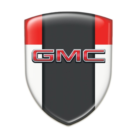 GMC 3D Gel Emblem White Red Base with Central Graphite Panel 