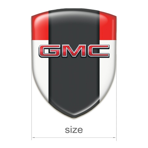 GMC 3D Gel Emblem White Red Base with Central Graphite Panel 