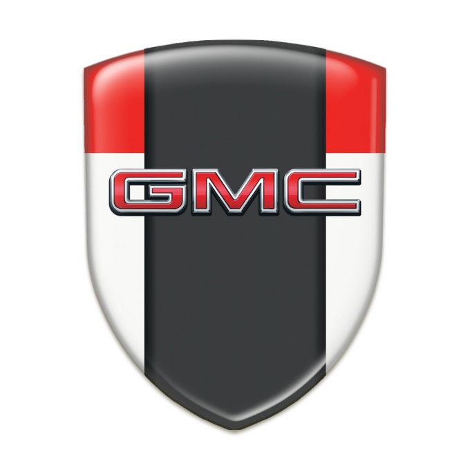 GMC 3D Gel Emblem White Red Base with Central Graphite Panel 
