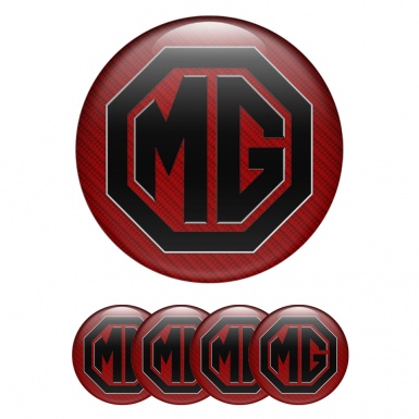 MG Wheel Center Cap Emblems Black Red Carbon Edition