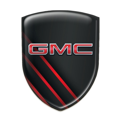GMC Tuning Badge Black with Diagonal Red lines and 3D Logo 