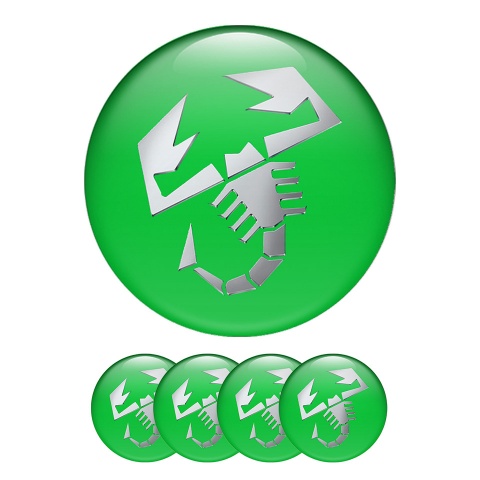 Fiat Abarth Center Hub Dome Stickers Simple Green 
