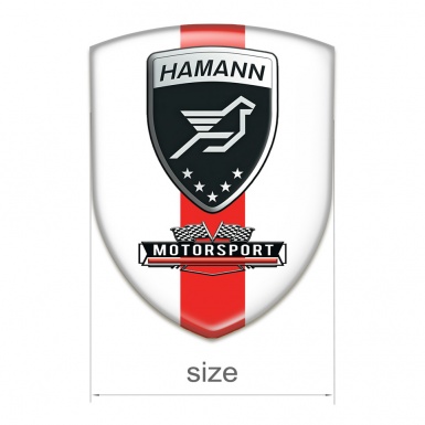 Hamann Logo Emblem White with Red Ribbon Motorsport Style 