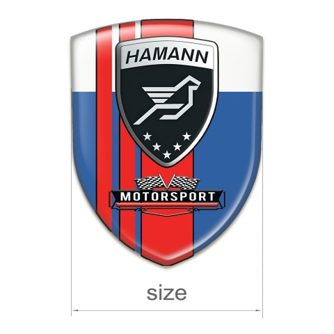 Hamann Self Adhesive Emblem Logo Blue White with Red Bands style 