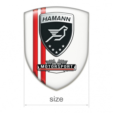 Hamann Car Interior Badge White with Red Lines and Shield logo Style 