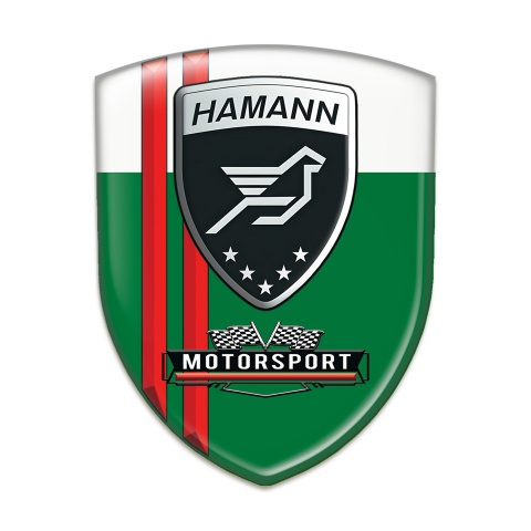 Hamann Silicone Car Decal Badge Green White with Red lines Print 