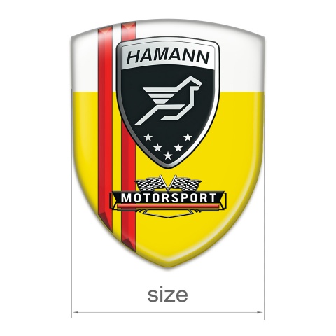 Hamann Emblem Badge Logo Yellow White with Red Lines Print 