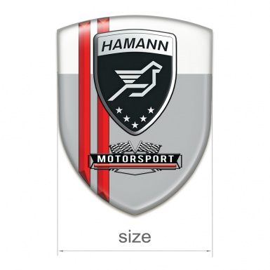 Hamann Logo Emblem Grey White with Red Lines Print