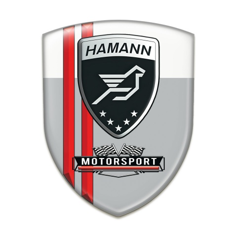 Hamann Logo Emblem Grey White with Red Lines Print