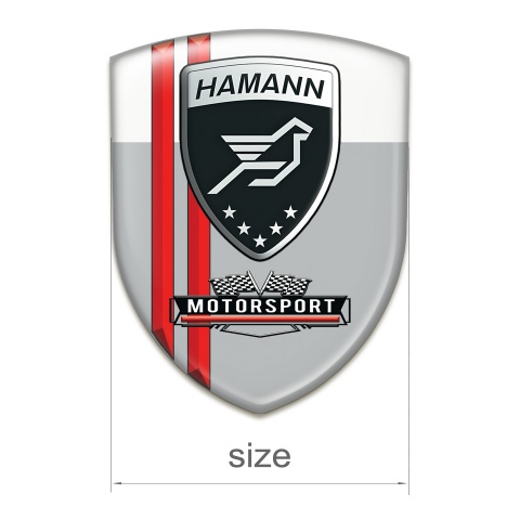 Hamann Logo Emblem Grey White with Red Lines Print