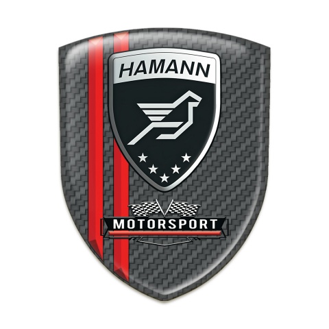 Hamann Self Adhesive Emblem Logo Dark grey Carbon Red Lines print