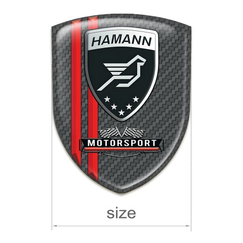 Hamann Self Adhesive Emblem Logo Dark grey Carbon Red Lines print