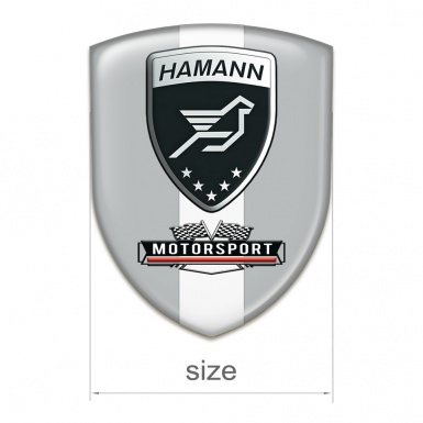 Hamann Car Accessories Badge Grey with White Tape print 