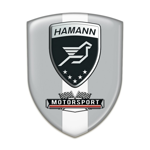 Hamann Car Accessories Badge Grey with White Tape print 