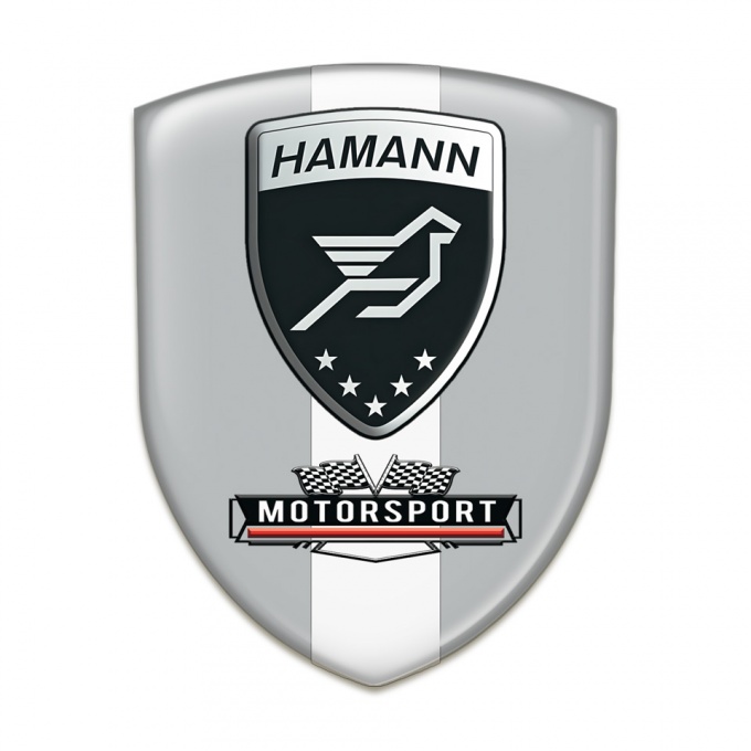 Hamann Car Accessories Badge Grey with White Tape print 