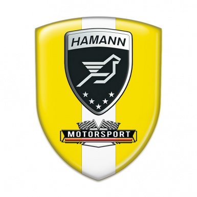 Hamann Silicone Car Decal Badge Yellow with White Tape Print 