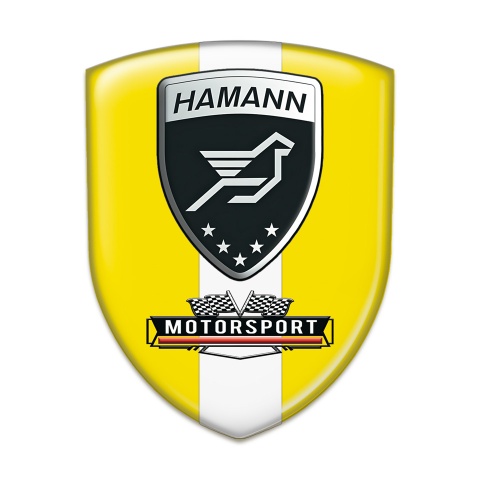 Hamann Silicone Car Decal Badge Yellow with White Tape Print 