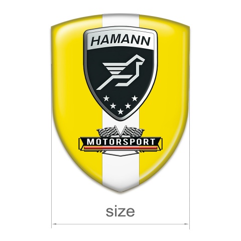 Hamann Silicone Car Decal Badge Yellow with White Tape Print 