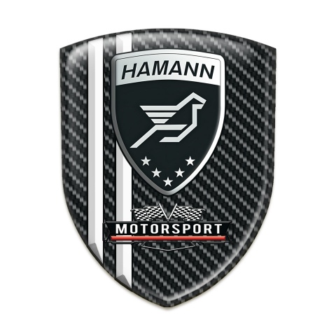 Hamann Car Accessories Badge Black Carbon and White stripes Style 