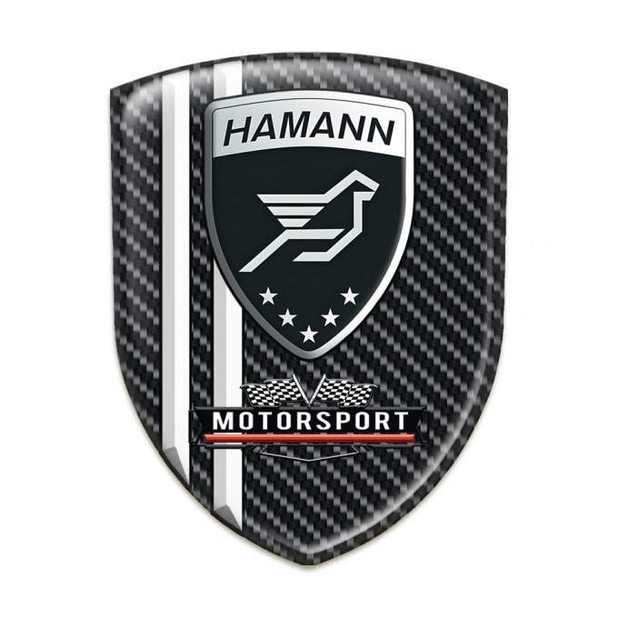 Hamann Car Accessories Badge Black Carbon and White stripes Style 