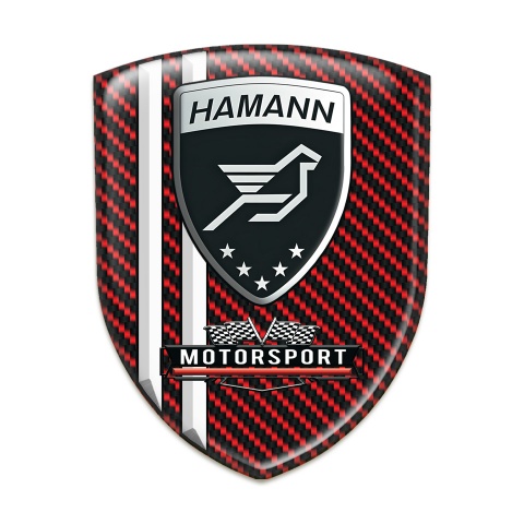 Hamann Self Adhesive Car logo Emblem Red Carbon White Stripes Style 