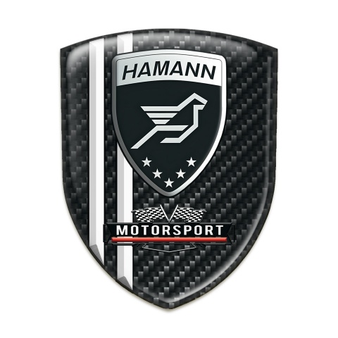 Hamann Car Interior Badge Dark Carbon White Stripes Style 