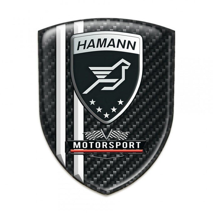 Hamann Car Interior Badge Dark Carbon White Stripes Style 